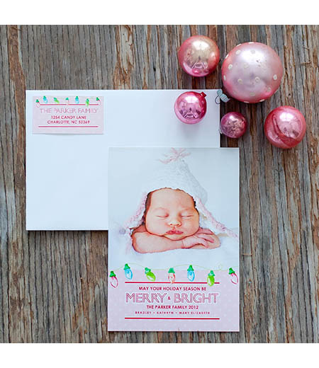 Christmas Lights Merry and Bright Printable Photo Holiday Card